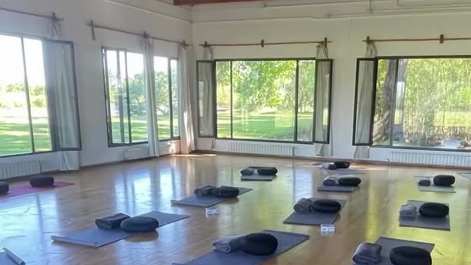 Salón con ventanales al parque